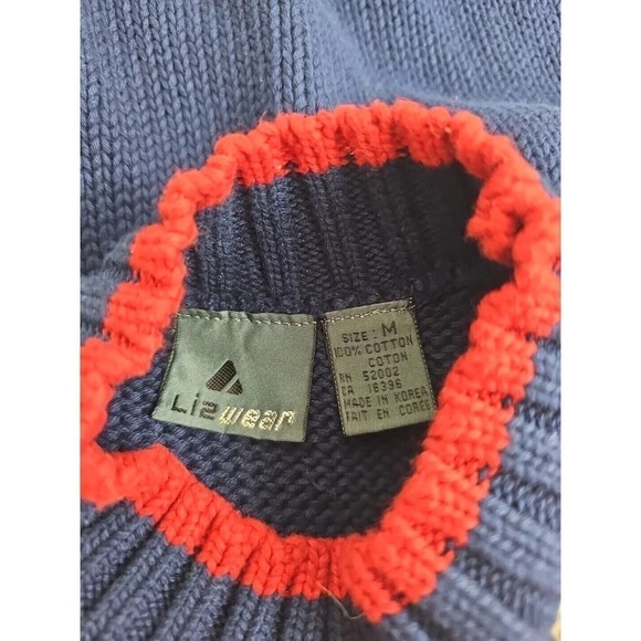 Vintage Lizwear ~Woman Size M~ Blue/White Embroidered Sweater Colorful NWT. - Picture 7 of 12